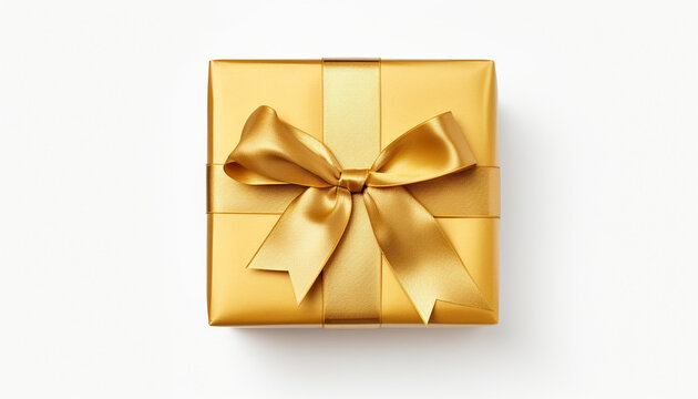 gold package, mail, package, isolated, png, white background, shot from above сreated with Generative Ai