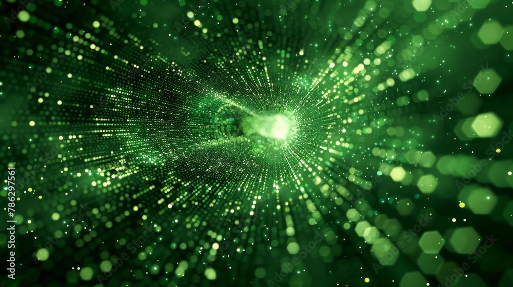 Aufkleber Visualization of big data with modern particles. 3D rendering of cyberspace and visual energy. Computer structure analysis. Science, Technology background modern.