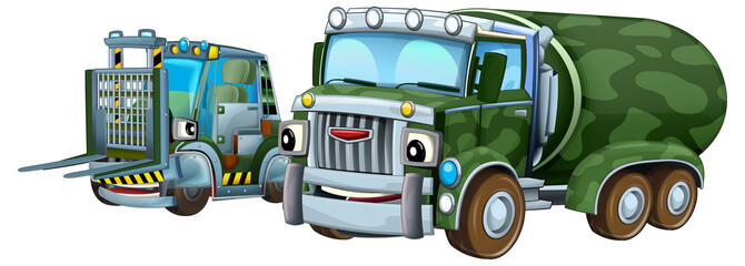 cartoon scene with two military army cars vehicles theme isolated background illustration for children - 786298535
