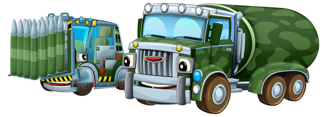 cartoon scene with two military army cars vehicles theme isolated background illustration for children - 786298595