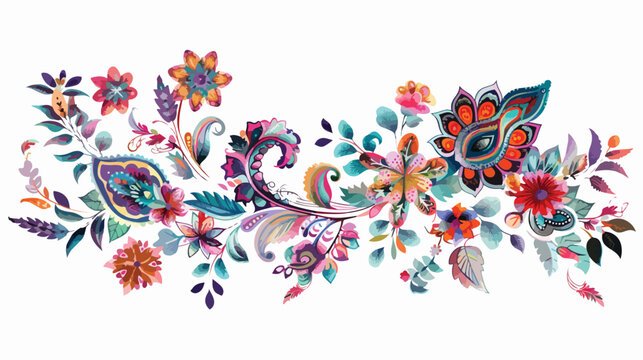 Elegant border design textile flowers