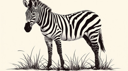 Fototapeta na wymiar Zebra no fundo branco - Ilustração