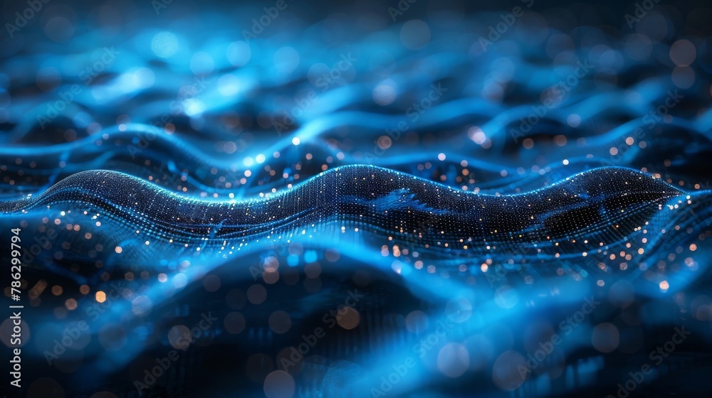 Aufkleber Data transfer in a network connection. Data technology. Digital background. 3D rendering. Abstract blue digital data background. Network connection structure. Information structure connection.