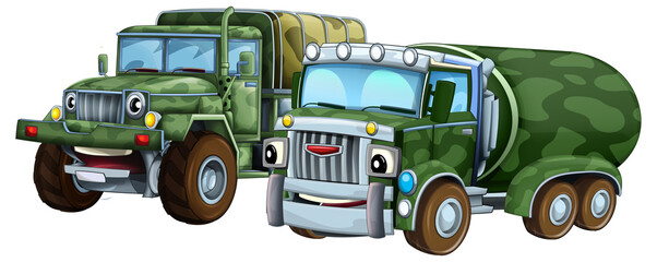 cartoon scene with two military army cars vehicles theme isolated background illustration for children - 786299703