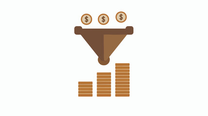 Euro Sales Funnel vector icon. Style is flat symbol 