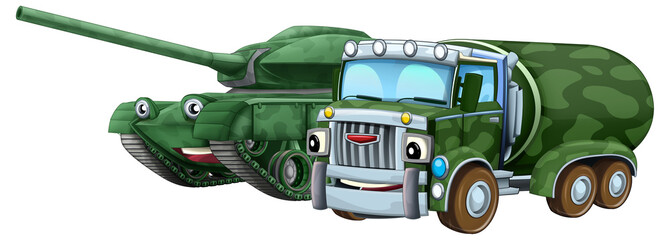 cartoon scene with two military army cars vehicles theme isolated background illustration for children