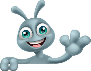 An alien grey or gray fun cartoon character mascot - 786300130