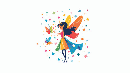 Fairytale Fairy Flat Isolated Childish Style Simple vector