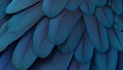 Colorful parrot feathers in closeup, with vibrant colors and detailed feather texture