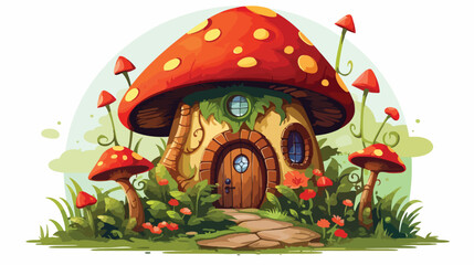 Fantasy fairytale gnome or animal mushroom house. Cart