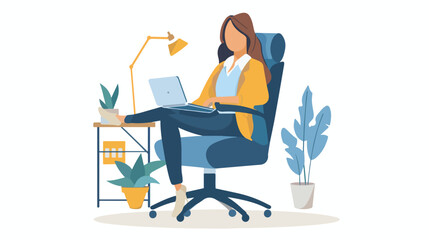 Female practitioner in office chair flat vector isolated