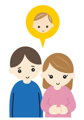 妊娠した若い女性と夫