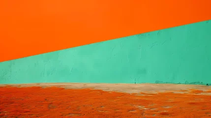  Minimalist orange landscape abstract illustration poster background © jinzhen