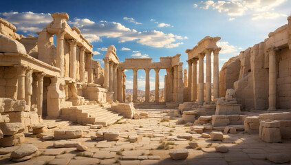 Greek ruins of an ancient temple complex - obrazy, fototapety, plakaty