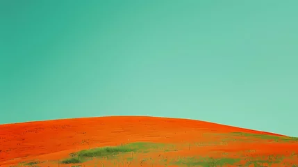 Kussenhoes Minimalist orange landscape abstract illustration poster background © jinzhen