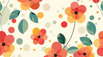 Flower vintage background with circles flat vector isolated