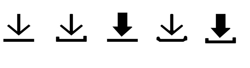 Black download icon set. Download button Collection in black. Download files icons vector. simple black download icon isolated on white background. Arrow downloading icon. Vector illustration. 