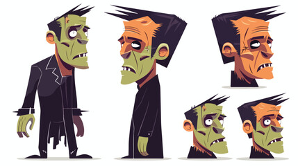 Frankenstein . Halloween cartoon characters Vector fla