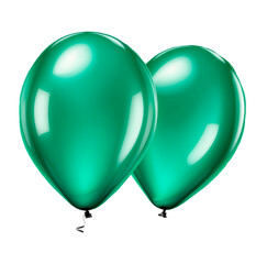 two green balloons isolated without background
