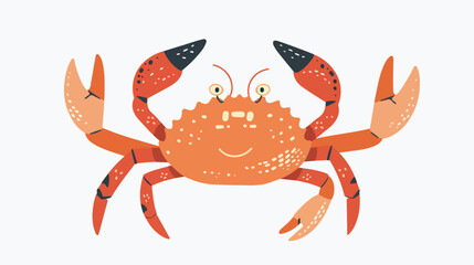Fun crab flat vector isolated on white background
