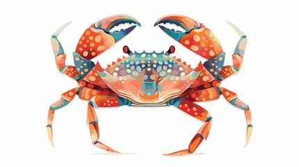 Fun crab flat vector isolated on white background - obrazy, fototapety, plakaty