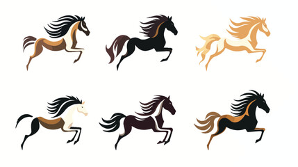 Galloping Horse Wind Mane Vector Logo collection Speed