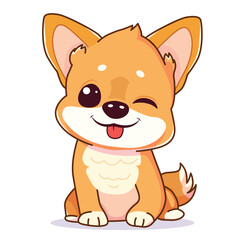 Cute puppy dog sitting and winking eye, vector illustration - 786307584