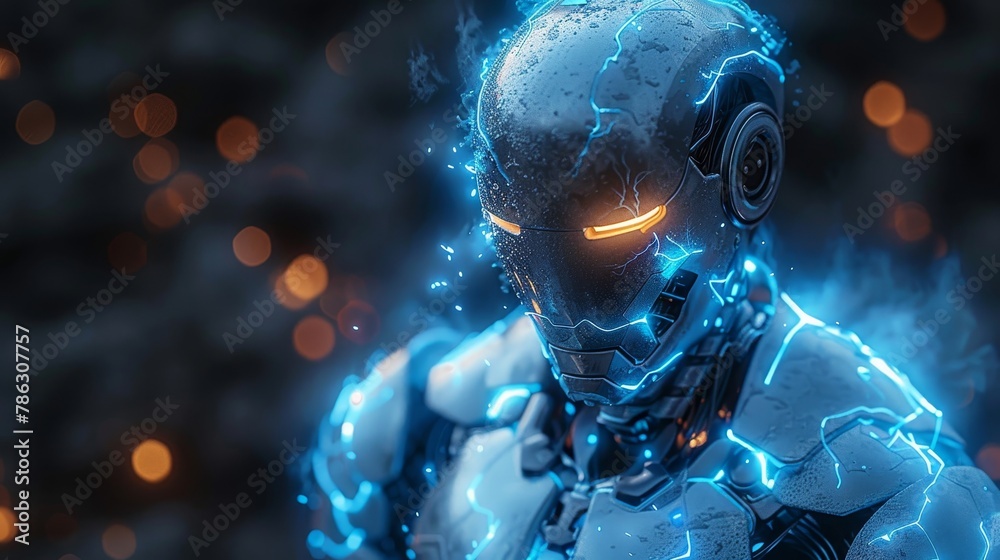 Poster the robot revolution. ai machines fighting against humans. robots and cyborgs capturing earth. apoca