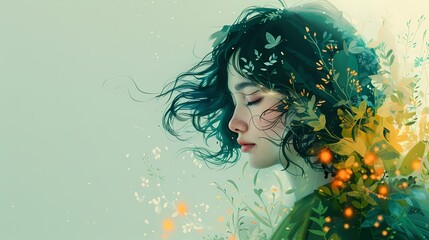 Green early morning landscape abstract poster background