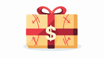 Gift card icon with dollar sign flat vector flat vector