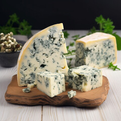 Blue cheese. Food for gourmets сreated with Generative Ai