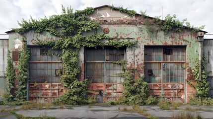 Fototapeta premium The building is old and has vines growing on it