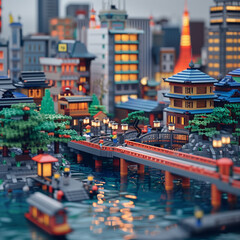 Fototapeta premium Osaka in Lego Style