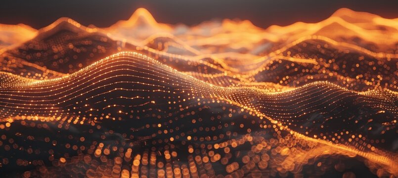 Digital network flow  streamline connection of data particles in information technology wave