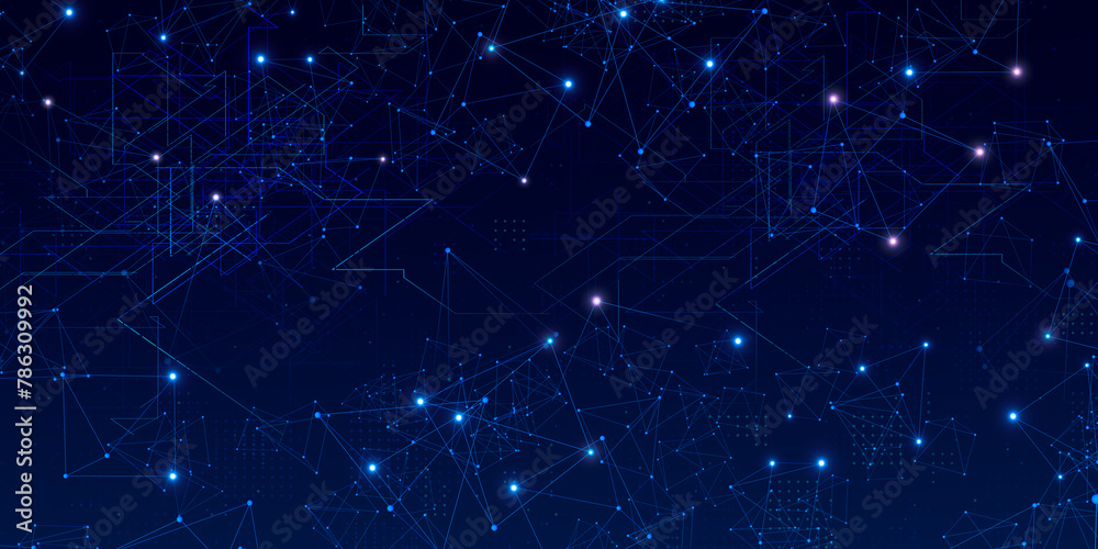 Fototapete abstract digital background of points and lines. glowing black plexus. big data. network or connecti
