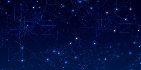 Abstract digital background of points and lines. Glowing black plexus. Big data. Network or...