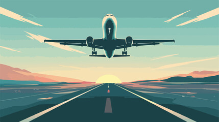 Graphic airplane against road leading out