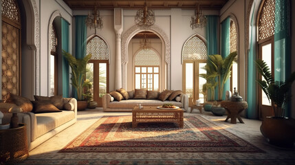 Fototapeta na wymiar arabic living room decorated