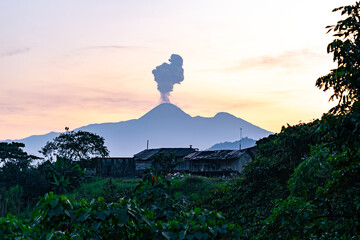 Sunset on the Reventador volcano