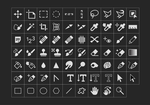 Photoshop Tools Vector Icons Set – Editing, Design, and Retouch Toolkit