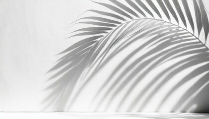 Whispers of Light: Palm Leaf Shadow on White