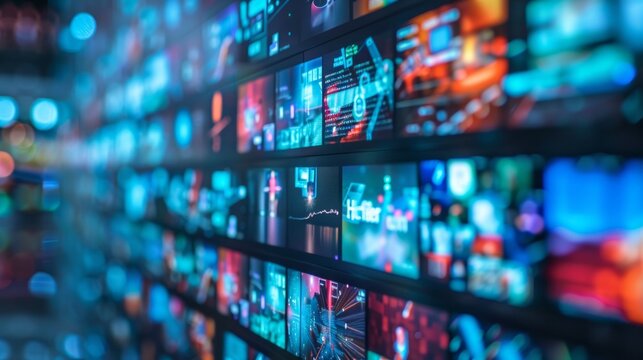 Video wall. Large display composed of multiple screens arranged in grid formation