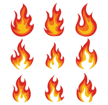 Fire flames new set stock vector design