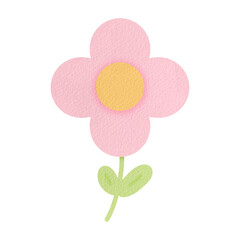 Pink Paper Flower Isolated Pastel Pink Flower illustration Cute Pink Flower Paper Texture Isolated