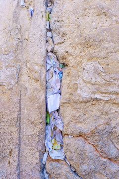 Prayer notes, western wall, old city of Jerusalem