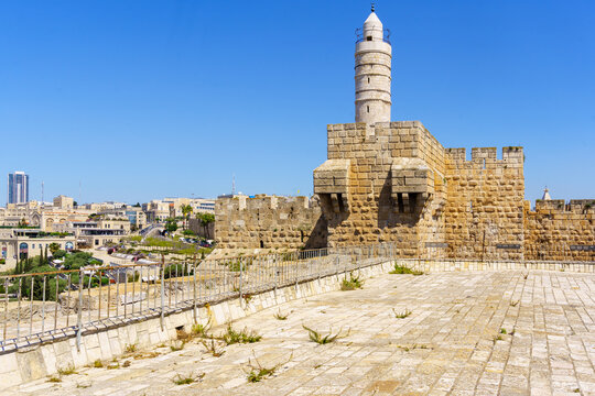 Tower of David fortress, walls of old city of Jerusalem