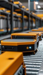 Cutting-edge parcel sorting robot system with AGV technology and a tilt tray mechanism.