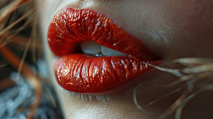 Gorgeous Women Red Lips With Red Lipstick