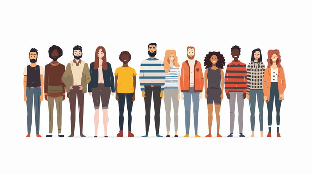 Group people standing avatar characters flat vector 