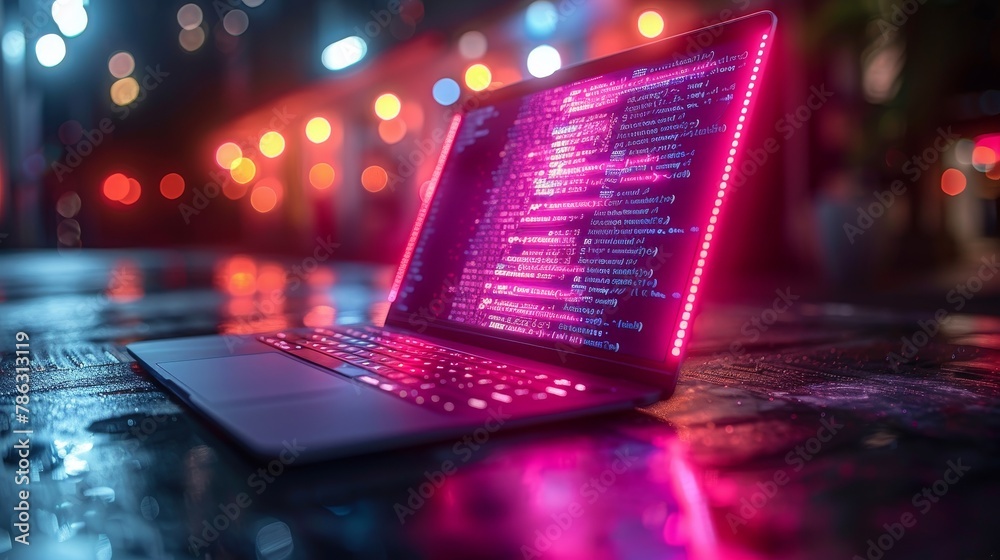Poster The development of mobile applications on laptops for mobile phones and tablets. The development of program code interfaces on screens available on laptops, phones, and tablets. The development of